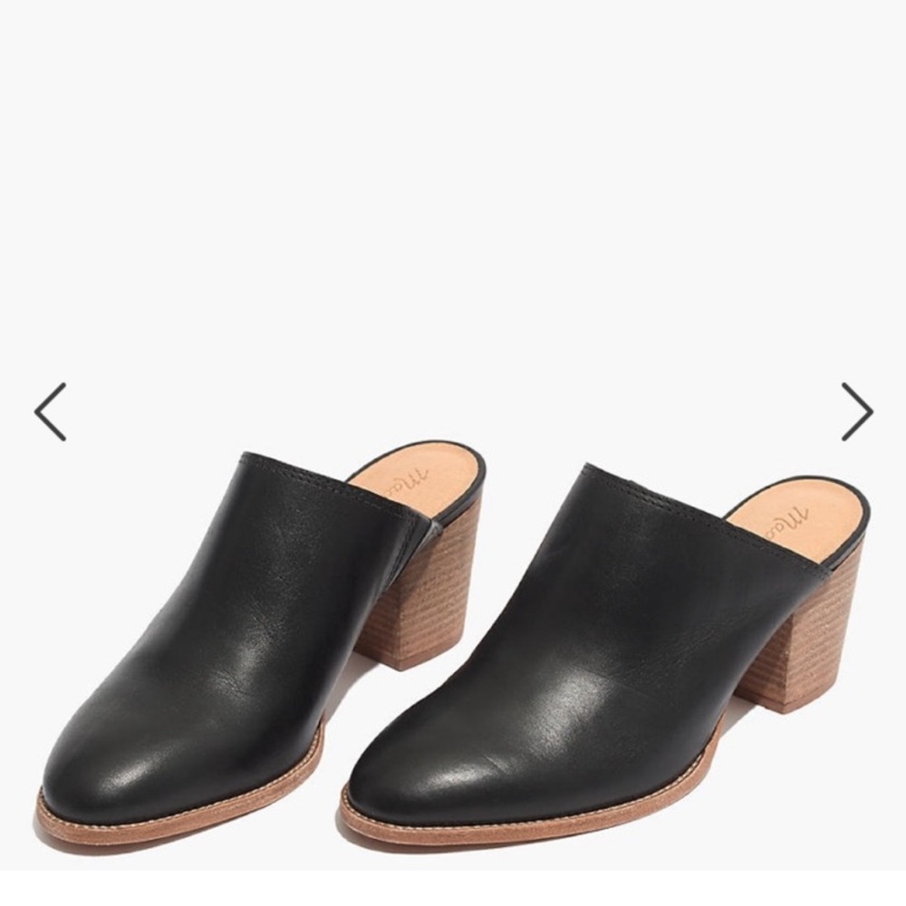 Madewell The Harper Mule Block Heel Boot Shoe J8560 Black Leather Size 9